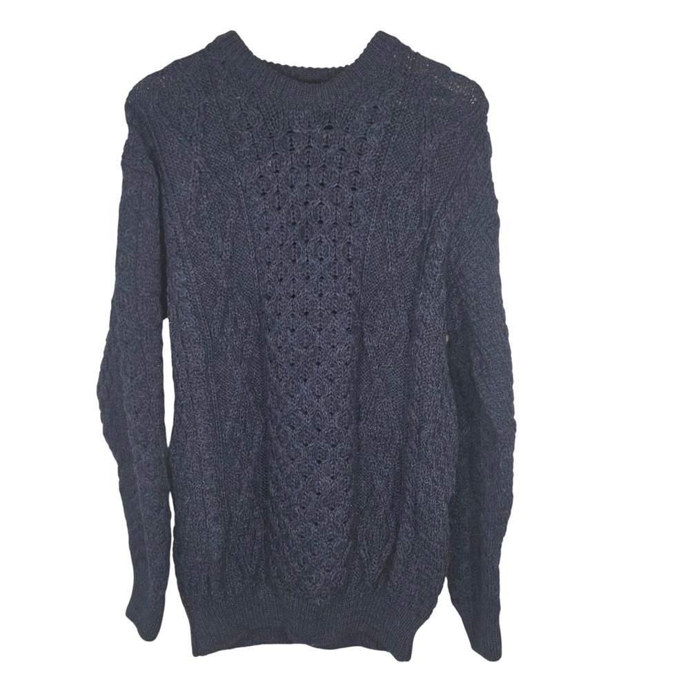 Aran Woollen Mills 100% Wool Irish Fisherman Cable Knit Sweater Made Ireland